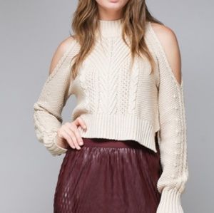 Cream cold shoulder sweater